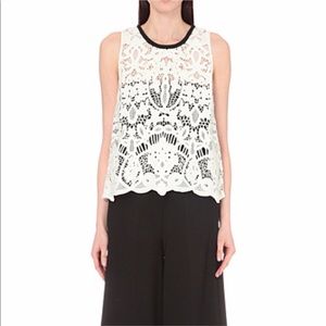 Maje Guipure Lace Blouse Top Sleeveless